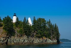 Eagle Island Light and Fog Tower Over Rocky Cliffs